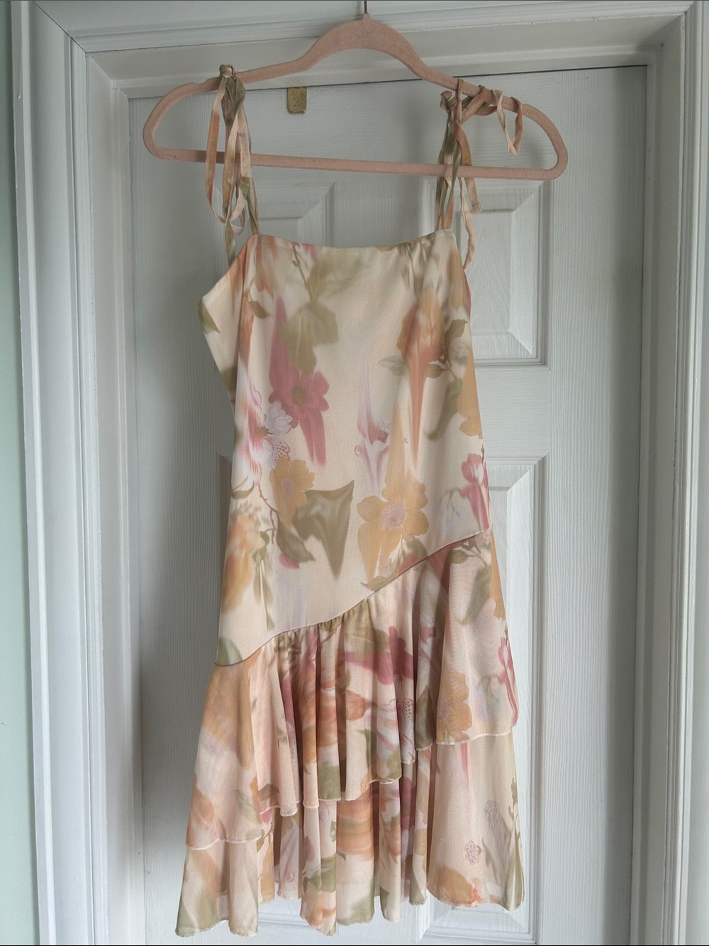 ASOS Floral Tie-Shoulder Dress - Cream & Pastel